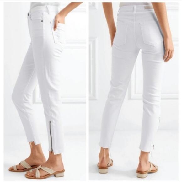 GRLFRNDWomen’s The Kendall High Rise Ankle Zipper Jeans White Noise Denim 26